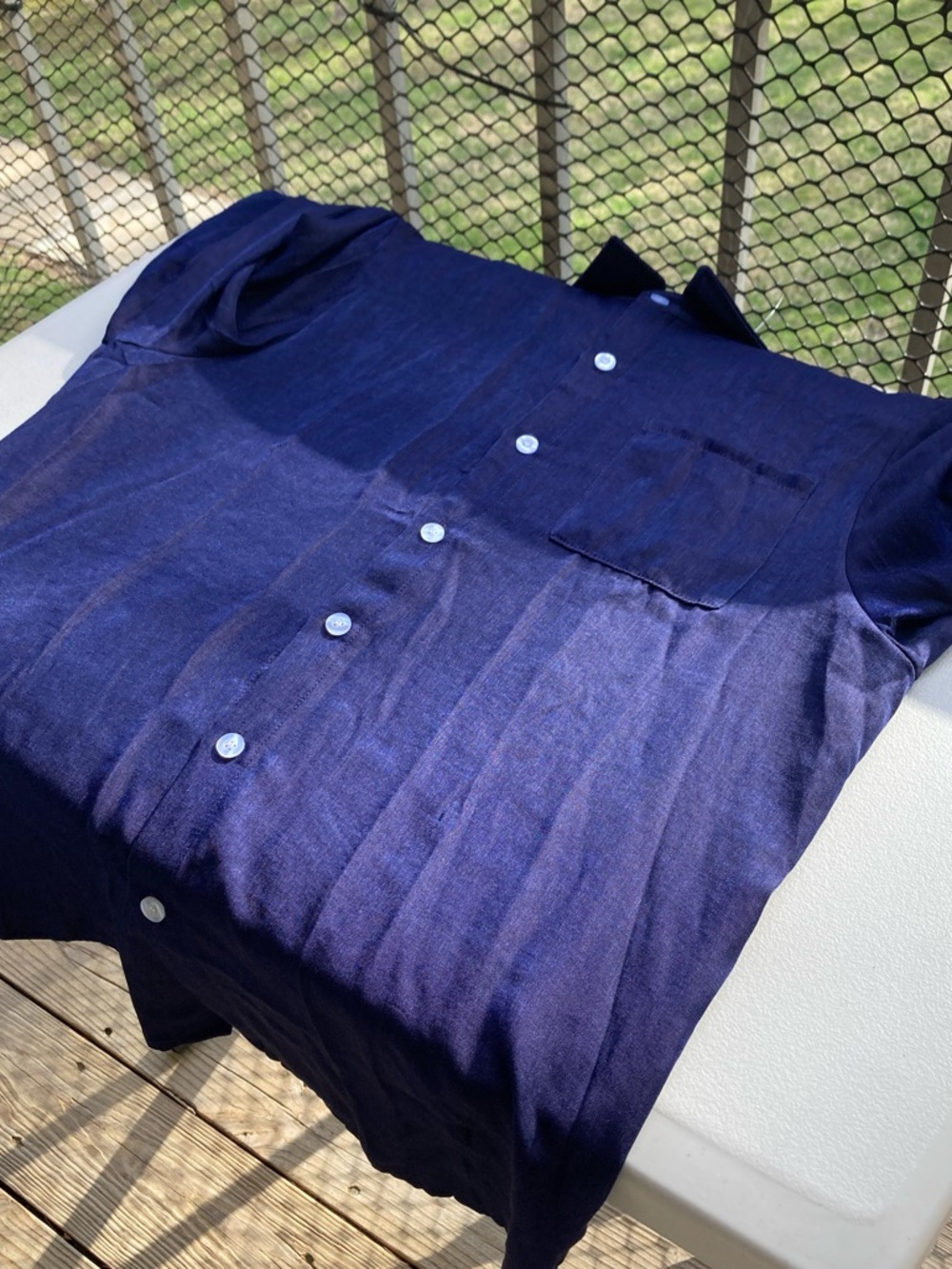 Metallic Dark Purple Slinky Super Soft Button Down Collared Shirt Whimsigoth - Picture 12 of 17